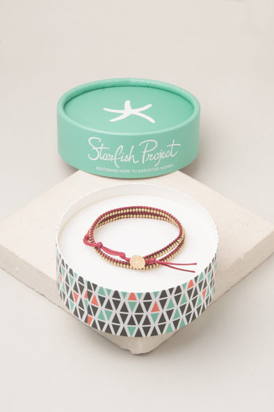 Starfish Project - Sue Red; Starfish Pendant Wrap Bracelet-Bracelet-Aware... the social design project