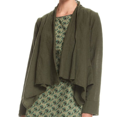 Waterfall Linen Jacket In Moss-Jacket-Aware... the social design project