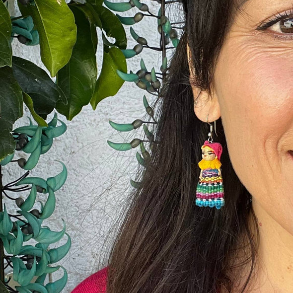 Worry Doll Boho Colorful Earrings - Guatemala