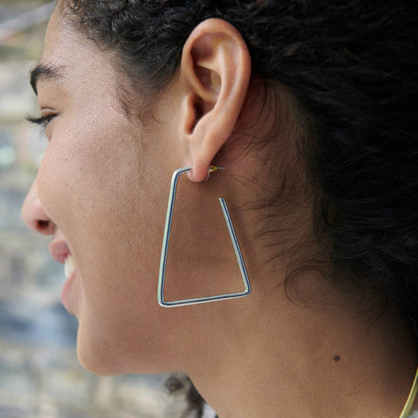 Isosceles Hoops - Silver Tone