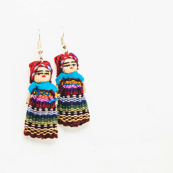 Worry Doll Boho Colorful Earrings - Guatemala