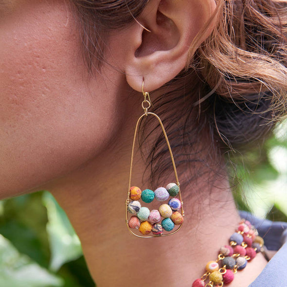 Embedded Kantha Earrings