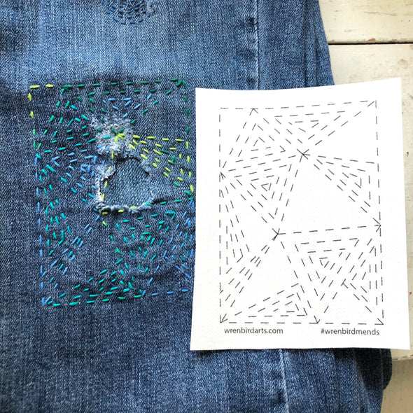 Washable Mending Transfers #4 Green Patterns