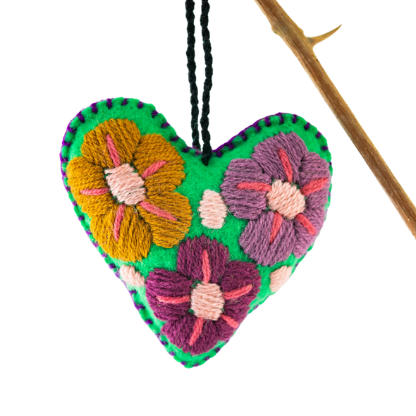 Corazon Heart Embroidered. For a Valentines or Christmas Gift - Mexico