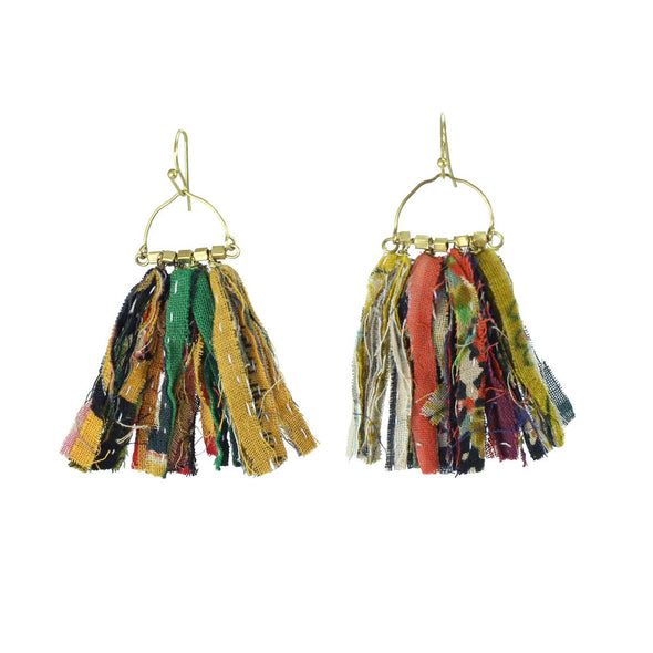 Fringed Kantha Earrings