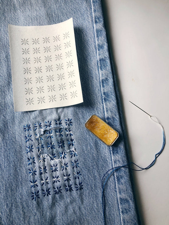 Washable Mending Patterns #1 Blue