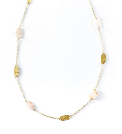 Gold Scale Coin and mother of Pearl Necklace