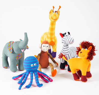 Woven Toys - Zebra, Monkey, Giraffe, Lion, Elephant and Octopus