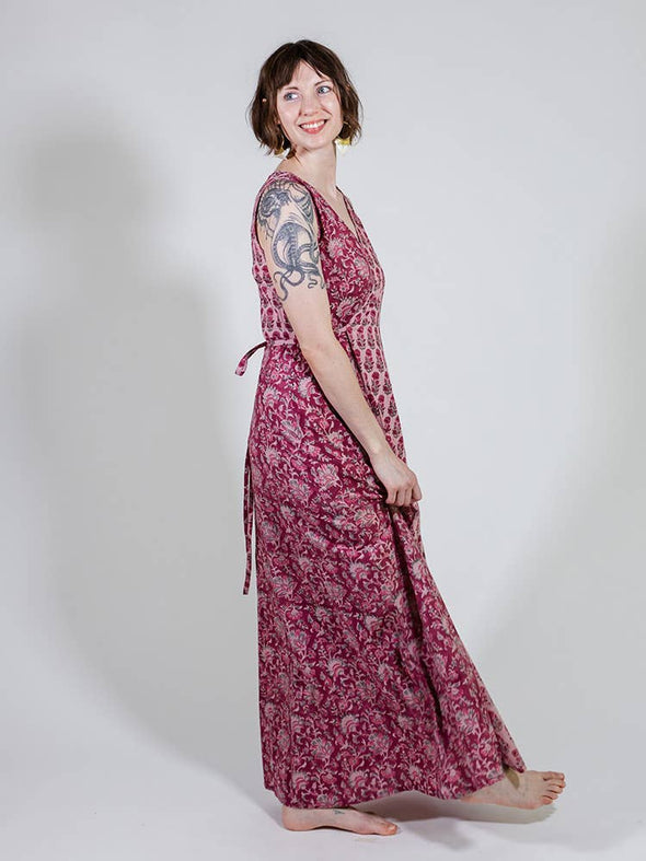 Bekka Maxi Dress Magenta Vine Floral