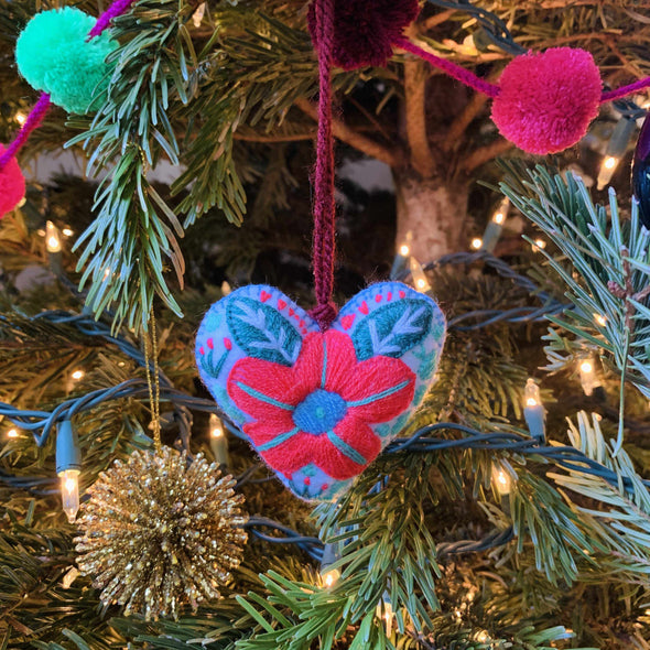 Corazon Heart Embroidered. For a Valentines or Christmas Gift - Mexico