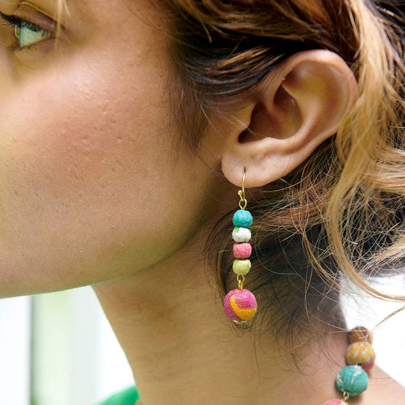 Dripping Kantha Earrings