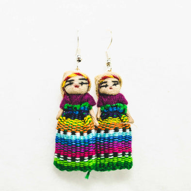 Worry Doll Boho Colorful Earrings - Guatemala