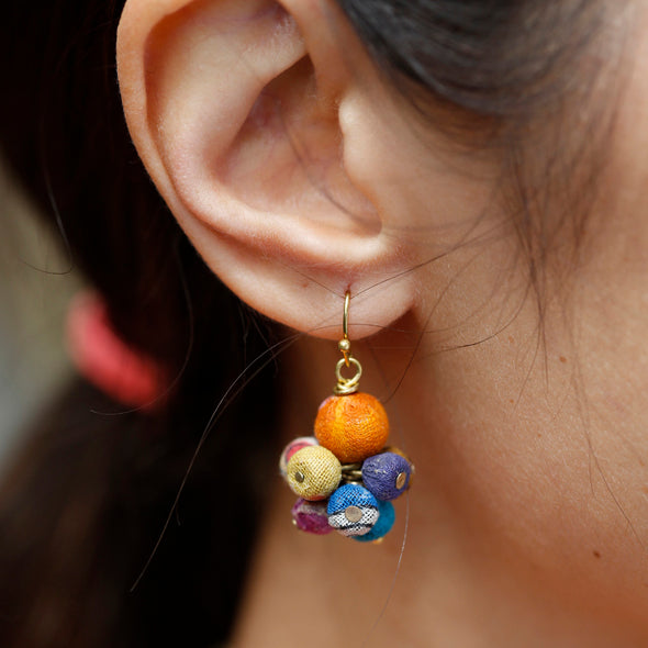 Kantha Cluster Drop Earrings