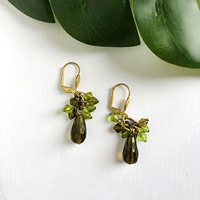 Cluster Earrings - Olive