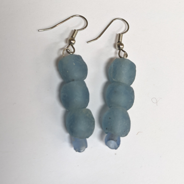 Glass pearl Earrings - Transparent Blue