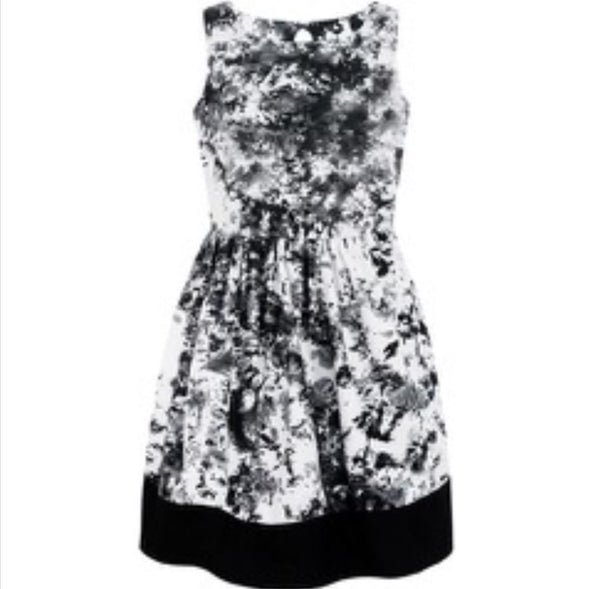 Party Dress in Black Tie Dye or Black and Teal Print - Batiked/ Organic Cotton