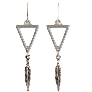 LOVEbomb Triangle Drop with Feather Earrings