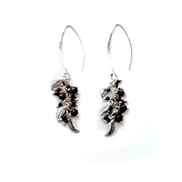 Onyx beads and leaf Earrings