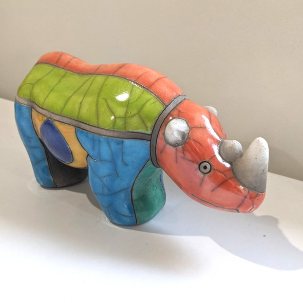 Raku Pottery -  Large Rhino