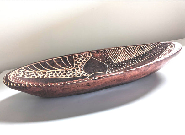 Hand Carved Wooden Oval Bowl