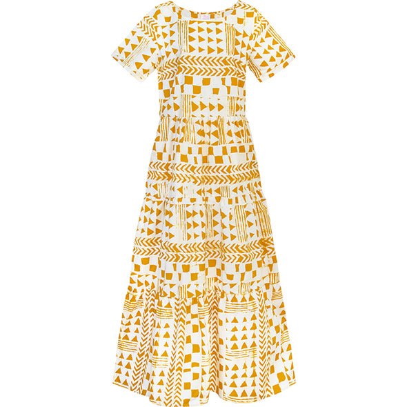 Tiered Dress: Adobe - Gold-Organic