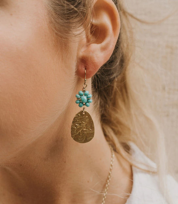 Turquoise Earrings - Coin Drop